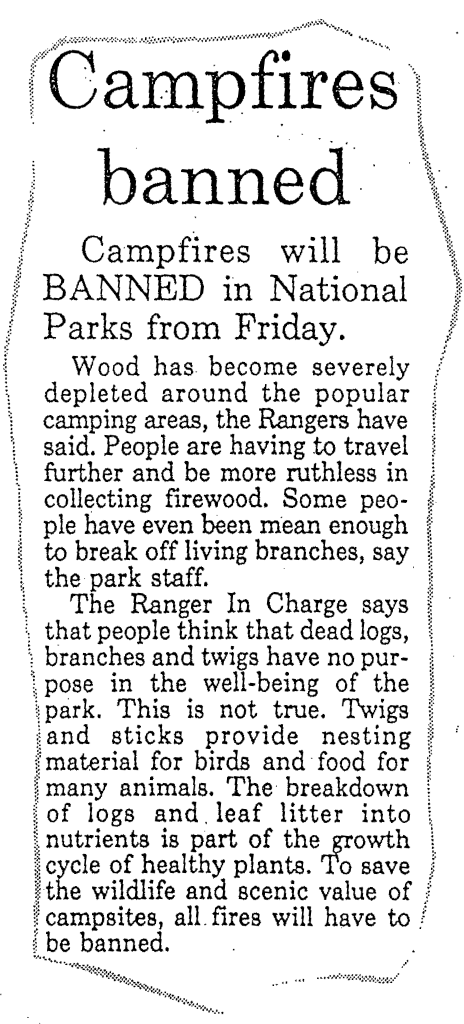 Campfires Banned - This could be a future headline