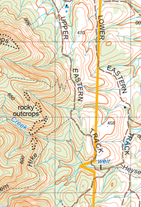 Typical topographic map features